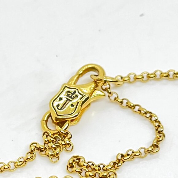 VINTAGE JUICY COUTURE GOLD TONE WISHBONE NECKLACE PAVE CRYSTAL RHINESTONE CHARM - Picture 13 of 17